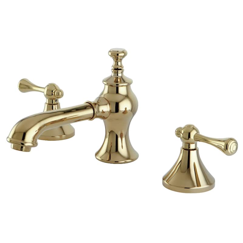 Country Lever Widespread Bathroom Faucet - Polished brass