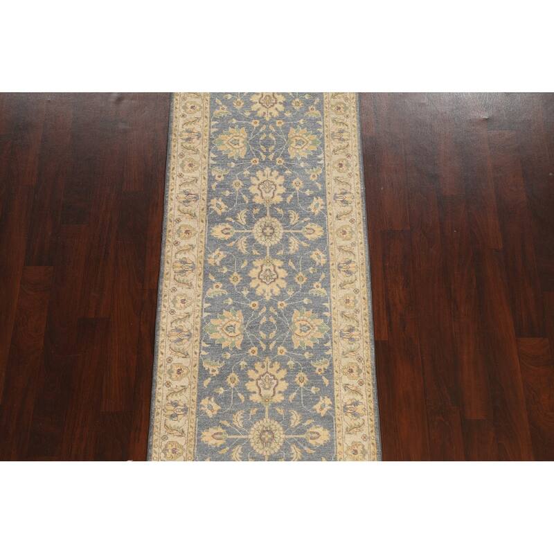 Peshawar Chobi Oriental Vegetable Dye Wool Runner Rug Hand-knotted - 2'10" x 9'9"