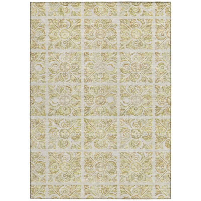 HomeRoots Medallion Transitional Rectangle Outdoor Rug