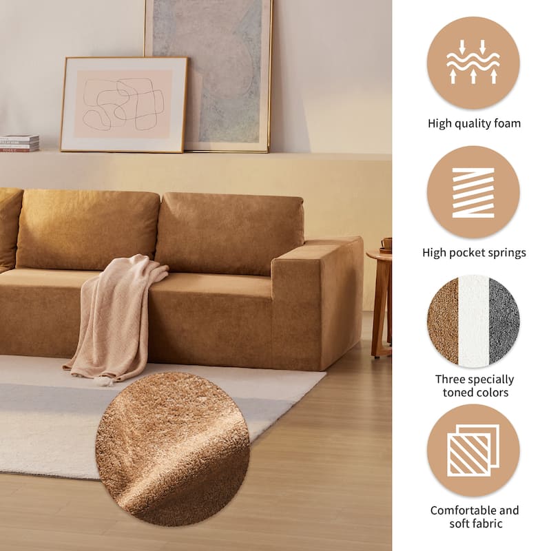 147" Fabric Modular Sectional Sofa with No Assembly, Wide Seats & Cloud Comfort