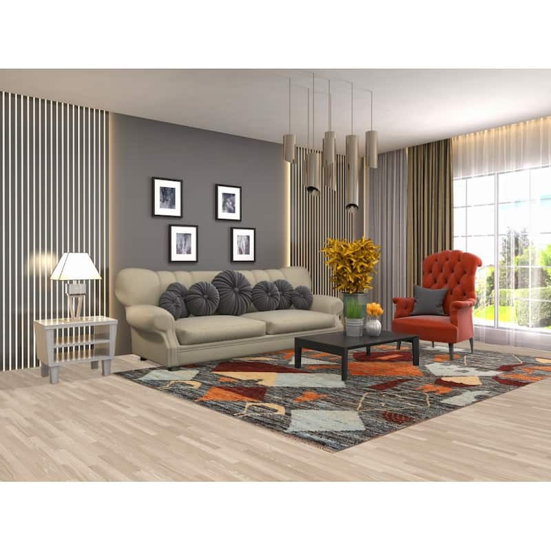 Hand Knotted Oriental 100% Wool Carpet Modern Tribal Greys & Charcoal Moroccan Area Rug - 10' 0'' X 6' 11''