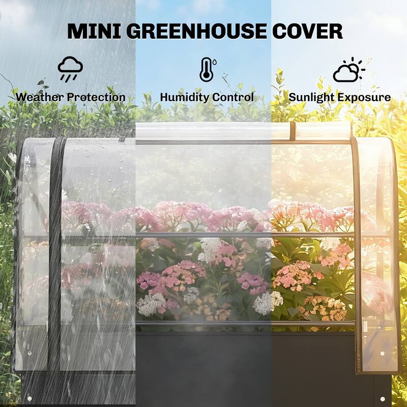 Outsunny Raised Garden Bed with Flip-Up Greenhouse Cover, Metal Elevated Garden Bed, 39.4" x 19.3" x 53.5"