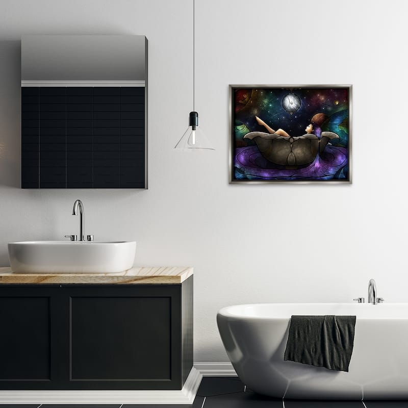 Stupell Bathing Under Moonlight Framed Floater Canvas Wall Art Design By Mandie Manzano