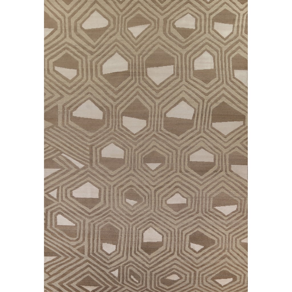 Large Abstract Modern Rug Handmade Wool Carpet - 9'11"x 13'9"