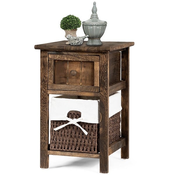 Shop Gymax Mini Nightstand Wooden Bedside End Table W Drawer