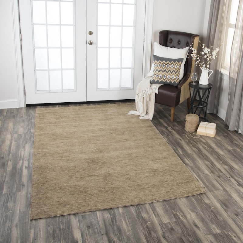 Alora Decor Emerson Neutral Beige and Brown Solid Hand-tufted Wool Rug - 10' x 13' - Brown