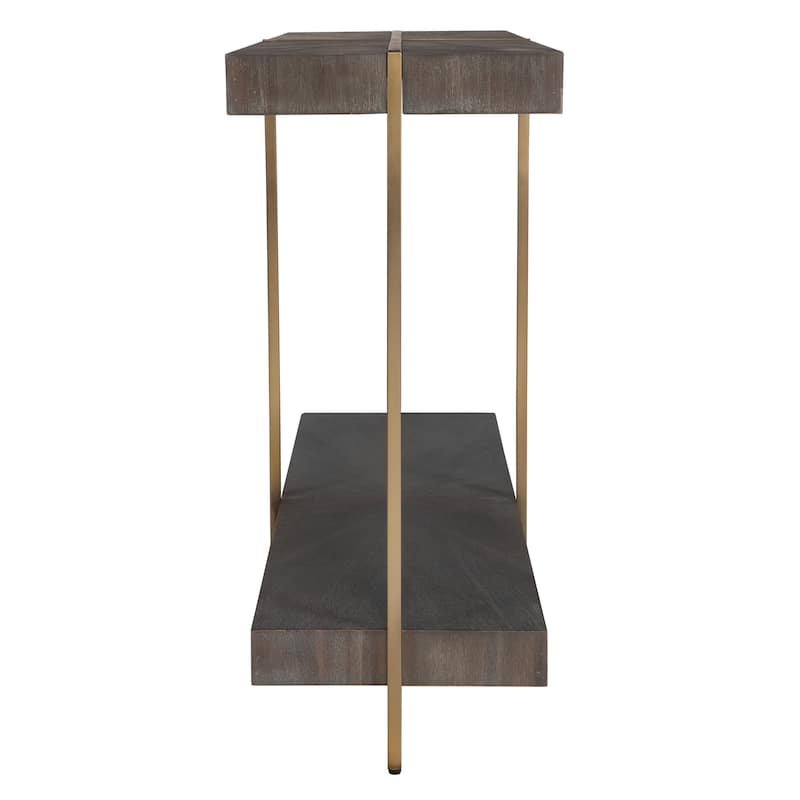 Uttermost Taja Modern Brass / Wood Console Table - 48"W x 31"H x 14"D