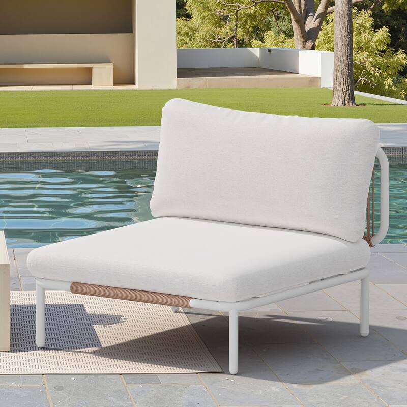 Free Combination Outdoor Patio Sofa DIY Cushion Sectional Furniture - Beige - 1-Armrest