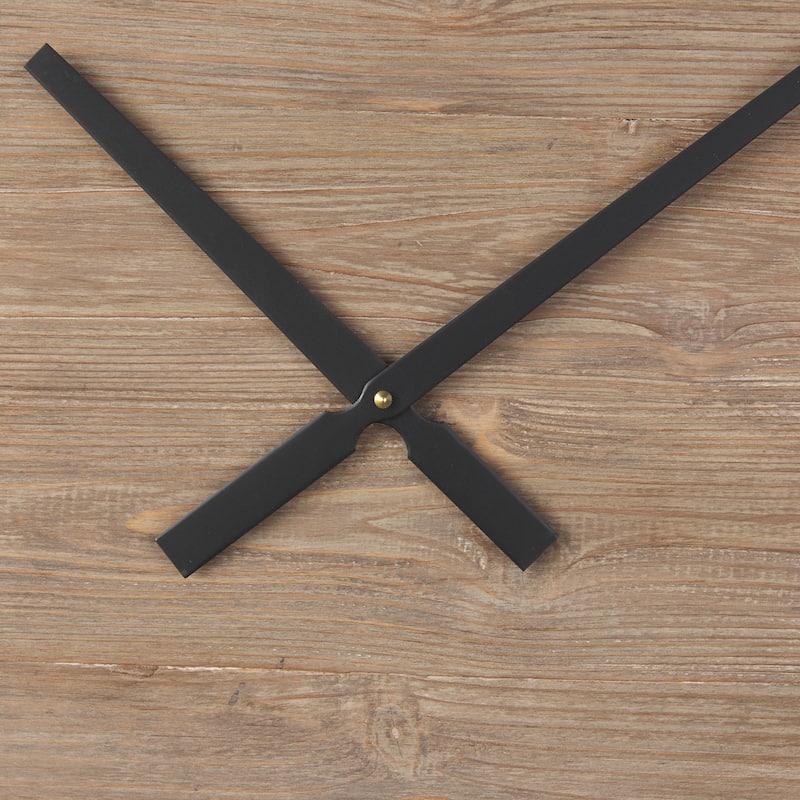 Brielle Black Iron And Brown Wood 30" Round Wall Clock - 29.9"W x 2"D x 29.9"H