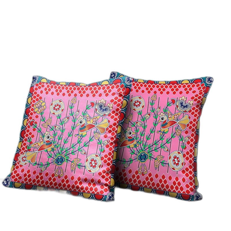 HomeRoots 20" x 20" Pink Peacock Blown Seam Floral Indoor Outdoor Throw Pillow - 20.00' X '5.00' X '20.00