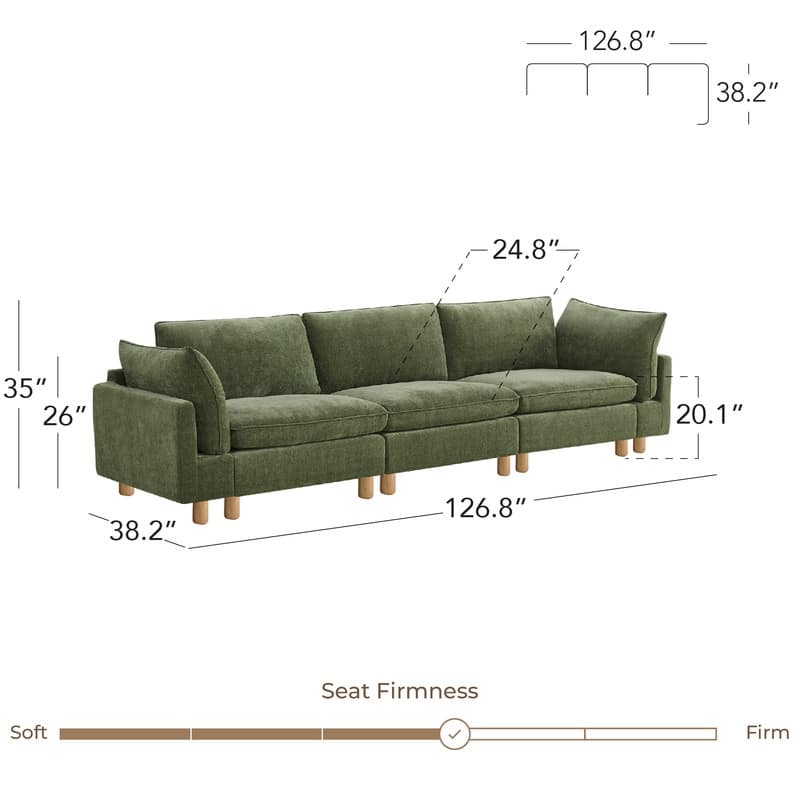 Spruce & Spring Modular Cloud Couch Sofa with Wood Legs for Living Room