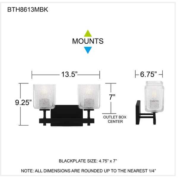 Brenthouse 2-Light Matte Black Bath Light