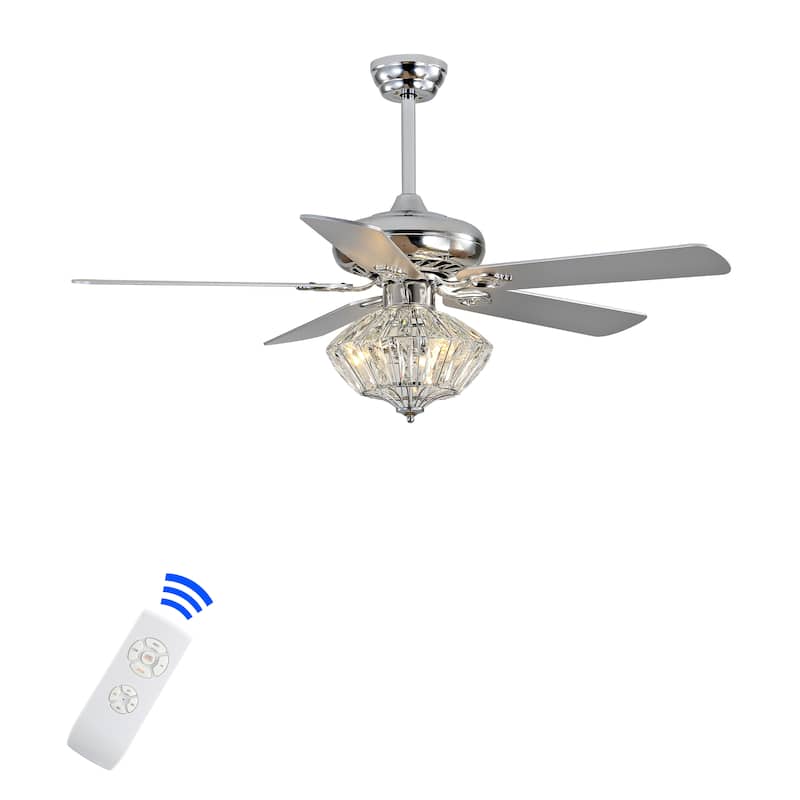 SAFAVIEH Lighting Hermina 52-inch Led Ceiling Light Fan (with Remote) - 52" W x 52" L x 21.5"-26.5" H