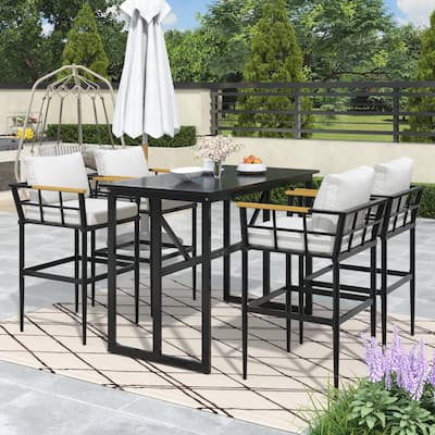5-Piece Outdoor Iron Counter Height Dining Set