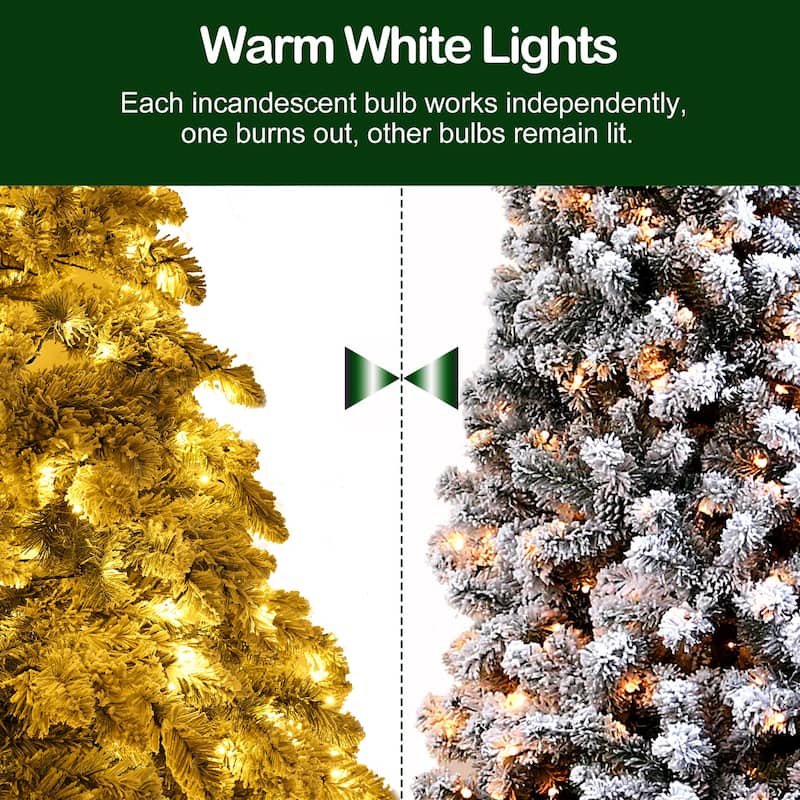 7.5ft Snow Flocked Christmas Tree, Holiday Decoration, 400 Lights