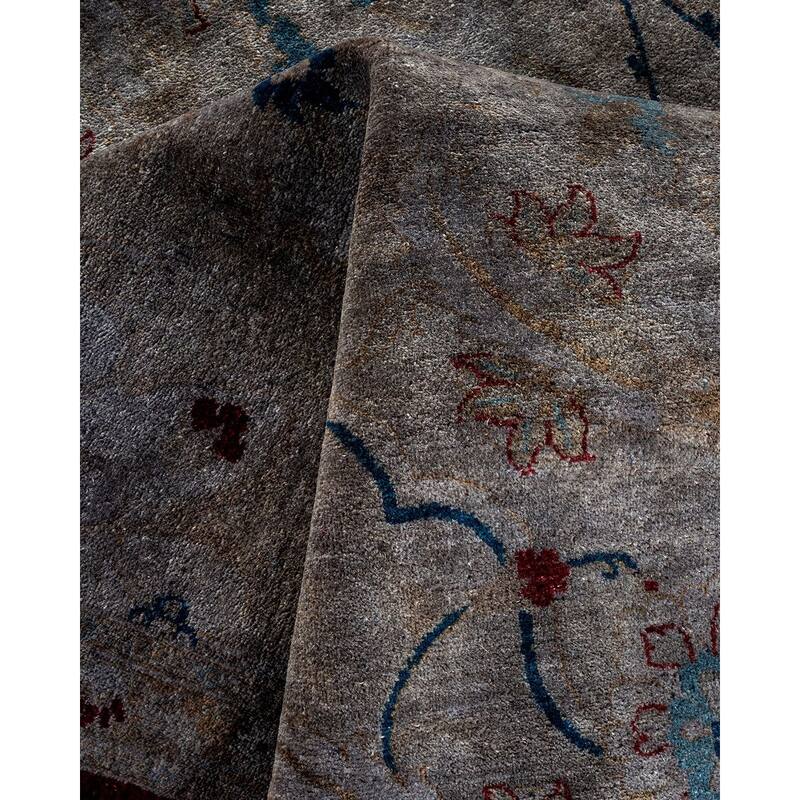 Overton Hand Knotted Wool Vintage Inspired Modern Contemporary Overdyed Gray Area Rug - 8' 1" x 10' 4"