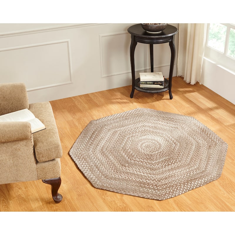 Ombre Soft Chenille Braided Rugs - 4' Octagon - Beige
