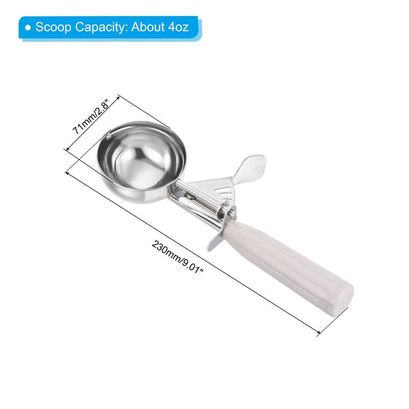 3.2 Ounce Ice Cream Scoop with Trigger, Portion Cookie Scoop, Beige - Beige