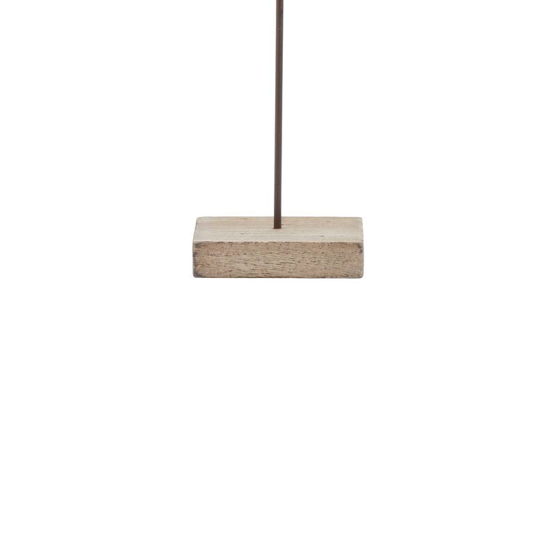 Brown Wood Bird Decorative Sculpture (Set of 2)