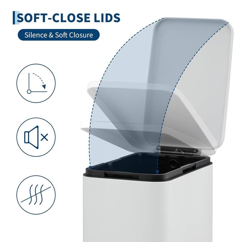 13.2 Gallon Slim Trash Can with Lid Soft Close for Bedroom, Office, Kitchen