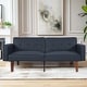 preview thumbnail 18 of 31, 68 in. Soft Convertible Sofa Bed with Adjustable Backrest and Solid Wood Legs Black-Lychee PU