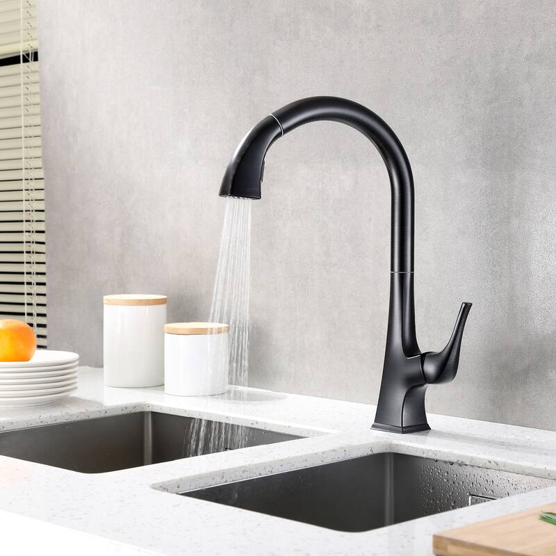 Luxier KTS20 Single Handle Pull Down Sprayer Kitchen Faucet