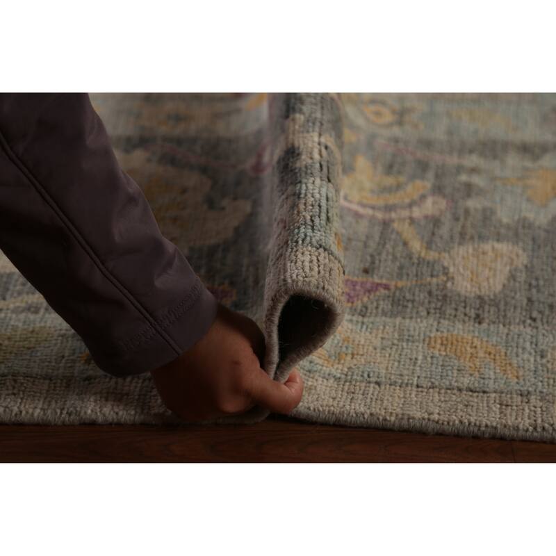 Vegetable Dye Oushak Turkish Large Rug Hand-Knotted Wool Carpet - 9'11"x 13'9"