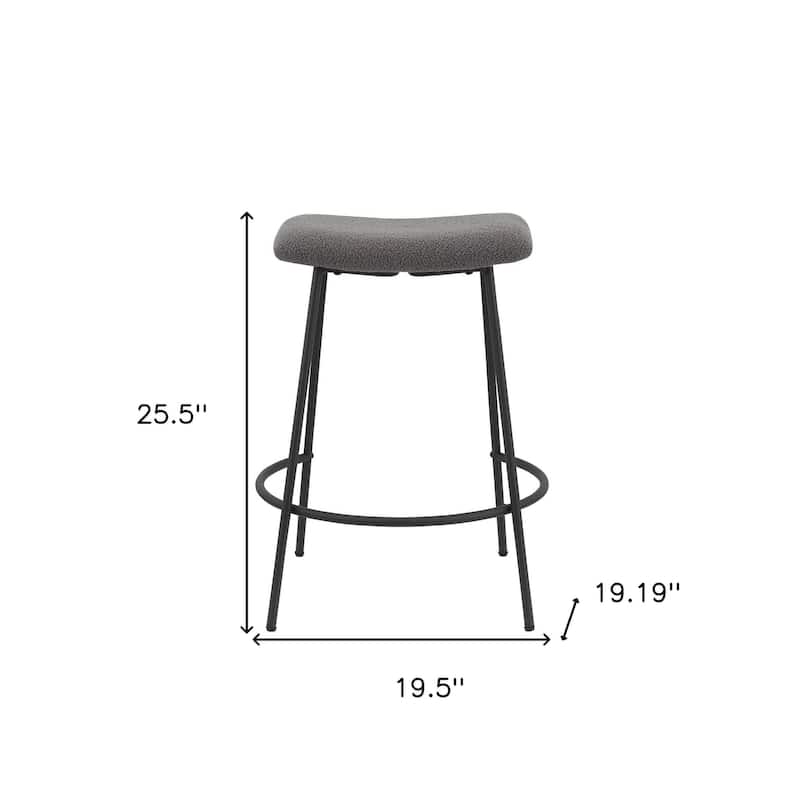 HomeRoots Set of Two 26" Gray and Black Fabric and Metal Backless Counter Height Bar Chairs
