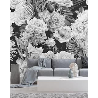 Vintage Large Floral Mix Wallpaper Mural - Overstock - 32617045