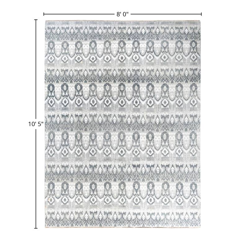 Ikat One-of-a-Kind Hand-Knotted Area Rug, Gray - 8' 0" x 10' 5"