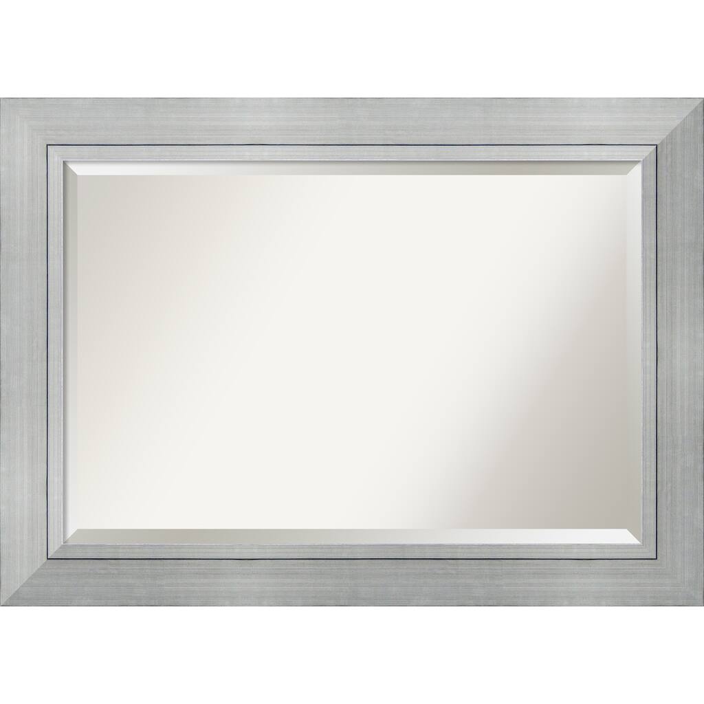 Beveled Wood Bathroom Wall Mirror - Romano Silver Frame - Outer Size: 43 x 31 in