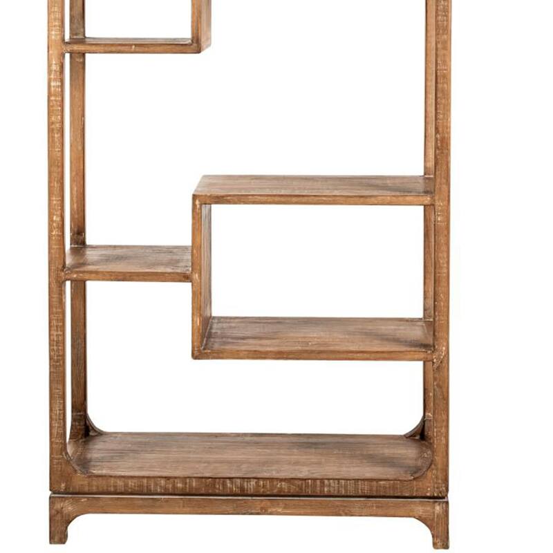 Tuley Bookshelf Etagere, 6 Shelves, Natural Gray Rustic Wood, 70 Inch