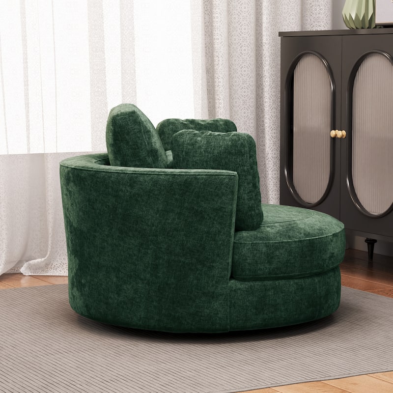 50.2"W Accent Barrel Chair,360° Swivel Club Chair with Metal Base