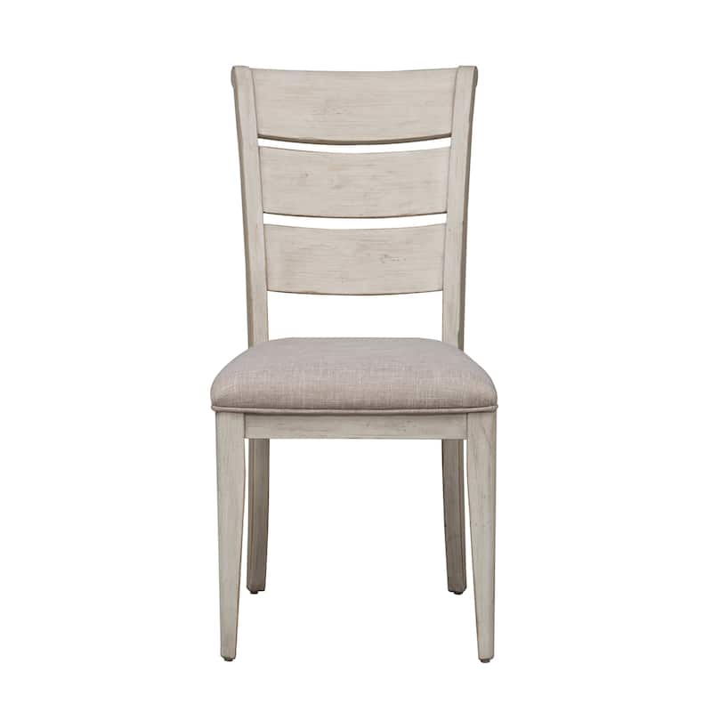 Farmhouse Reimagined Antique White Opt 5 Piece Pedestal Table Set