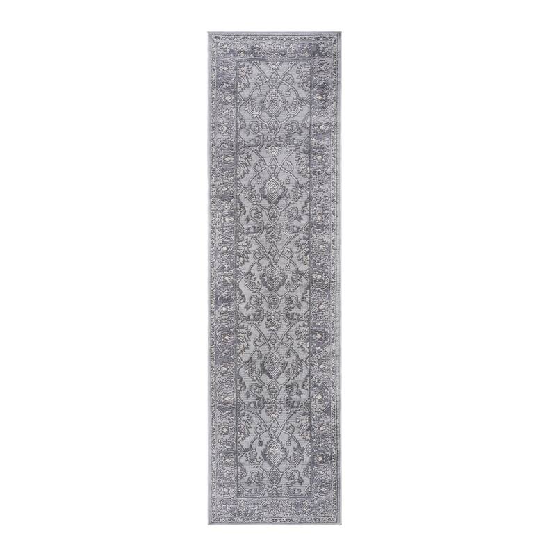 MARFI Collection 2X8 Ivory / Grey / Oriental Non-Shedding Runner Rug - 96" D x 26" W x 0.35" H