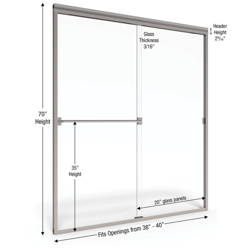 Basco Classic 70" High x 40" Wide Bypass Framed Shower Door with Clear