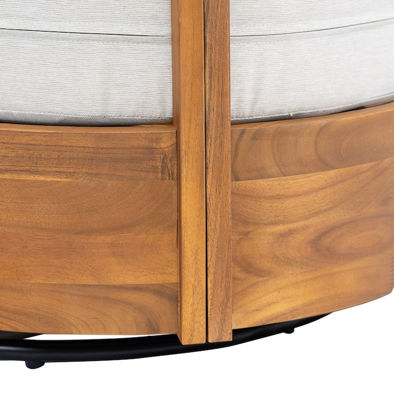 Christopher Knight Home - Telluride Modern Outdoor Solid Wood Swivel Club Chair with Cushioned Comfort