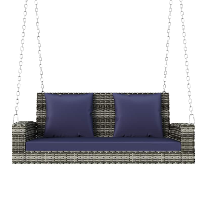 GO 2-Person Wicker Hanging Porch Swing with Chains