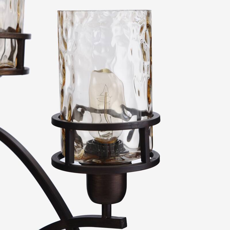 StyleCraft Table Lamp - Bronze Finish - Amber Glass Shade
