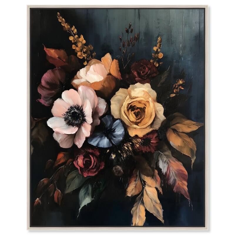 Dark Roses Beauty I Canvas by Art Remedy - 36" x 45" - Silver