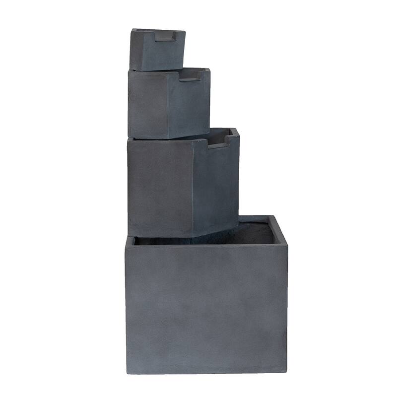 GDFStudio - Thorne Patio Cement 4 Tier Block Water Fountain