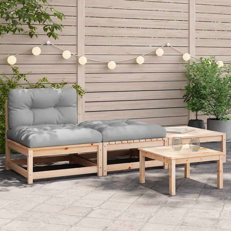 vidaXL Patio Furniture with Cushions Outdoor Sectional Seating Solid Wood Pine - 10.9 x 32.6 x 10.4 in (W x L x H)