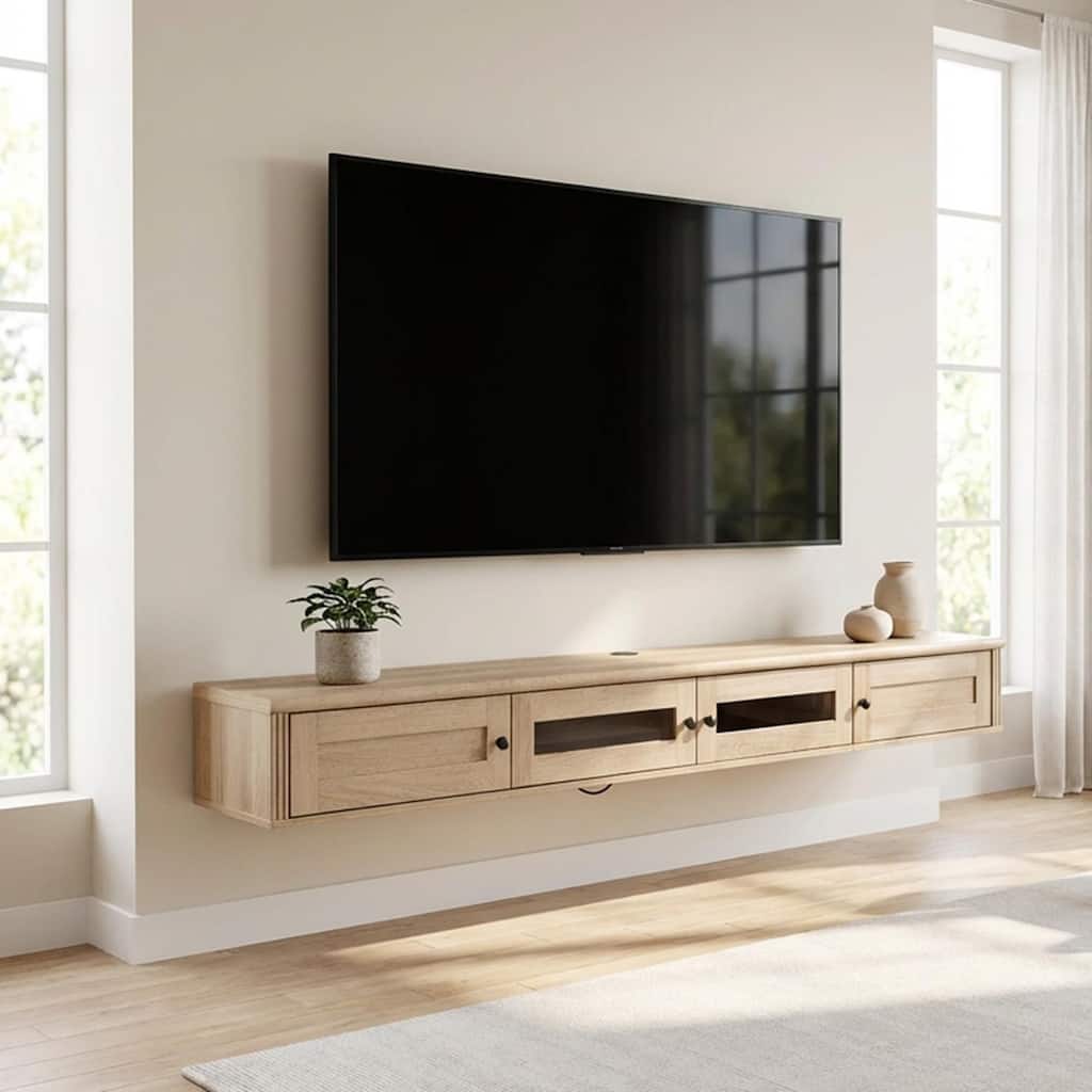 Door Floating TV Stand with Charging Station