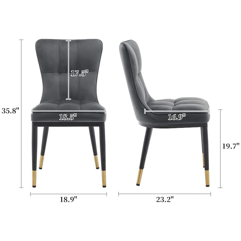 Modern Velvet Upholstered Dining Chairs, Set of 2/4 - 35.8"H x 18.9"W x 23.2"D