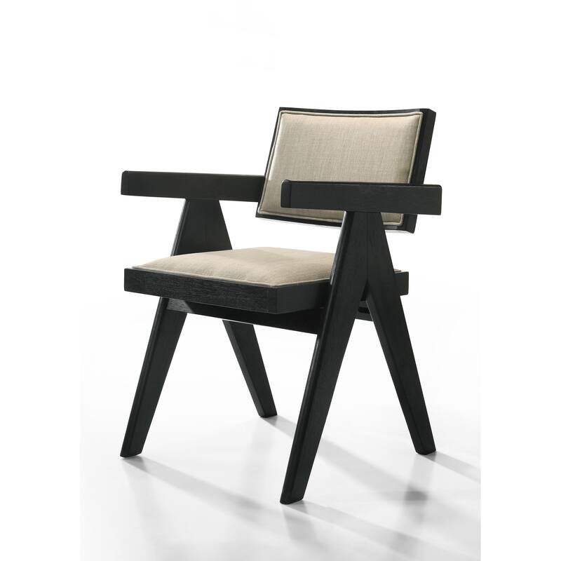 21"W 3-Piece Ebony Black Arm Chairs and Console Table Set with Pedestal Base