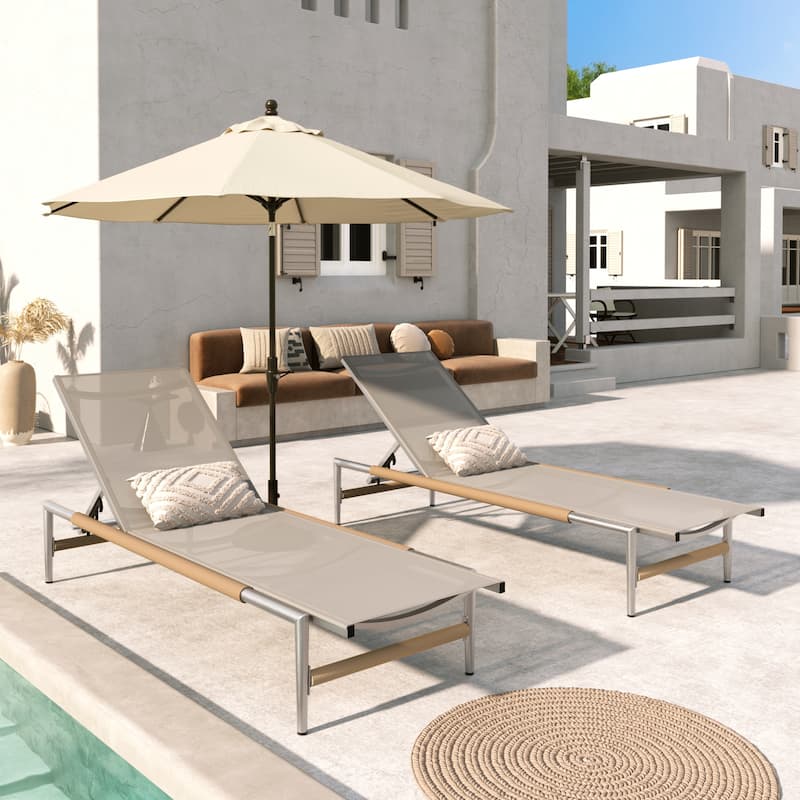 Christopher Knight Home - Hargrove Premium Aluminum Chaise Lounge Set - Silver+2-Piece