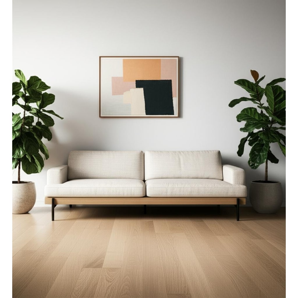 HomeRoots 95" Beige Fabric Sofa With Black Legs
