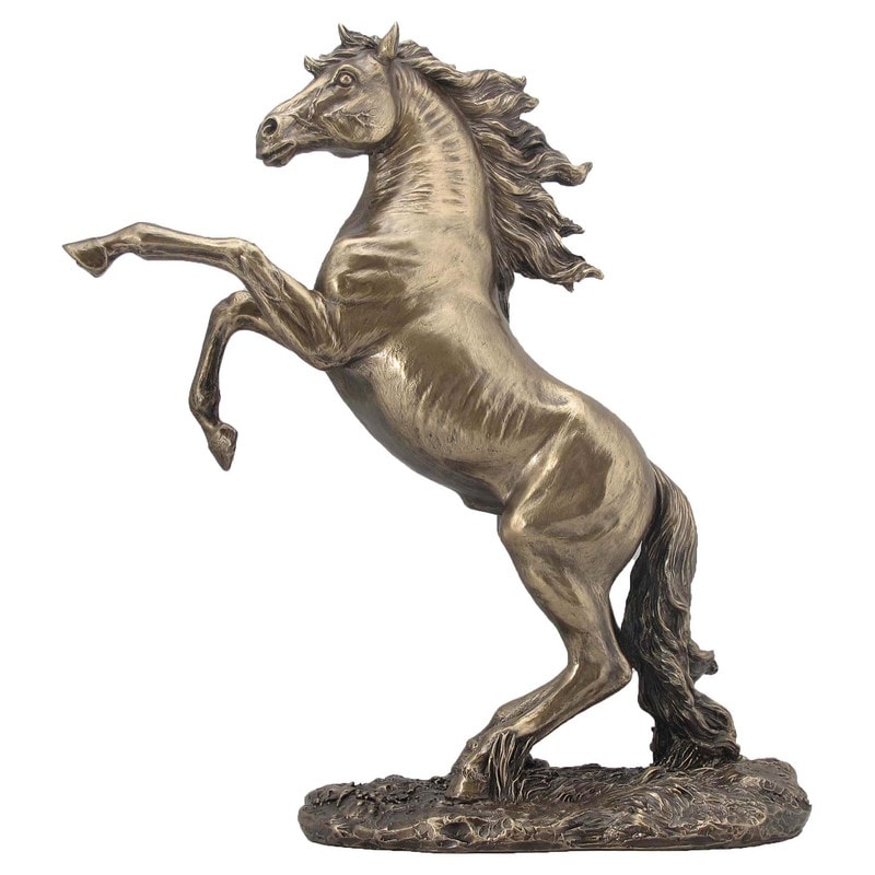 12.4 in H Rearing Stallion Figurine Poly Resin