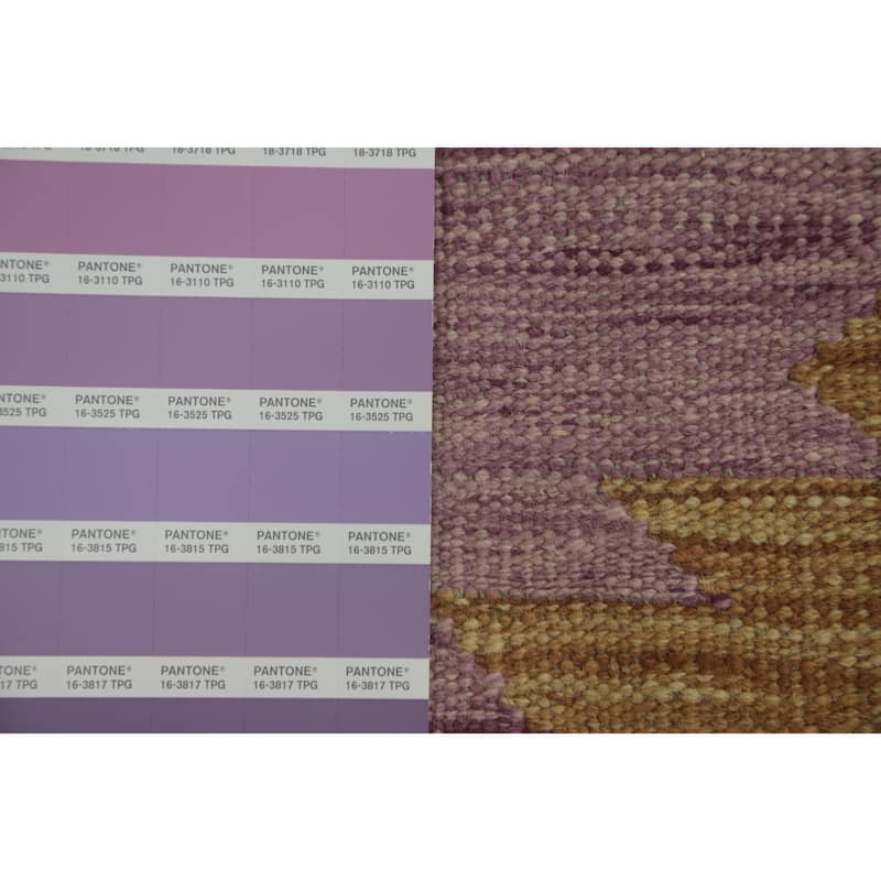 Hand Woven Southwestern Wool Purple Geometric Area Rug - 5' 10'' X 4' 0''