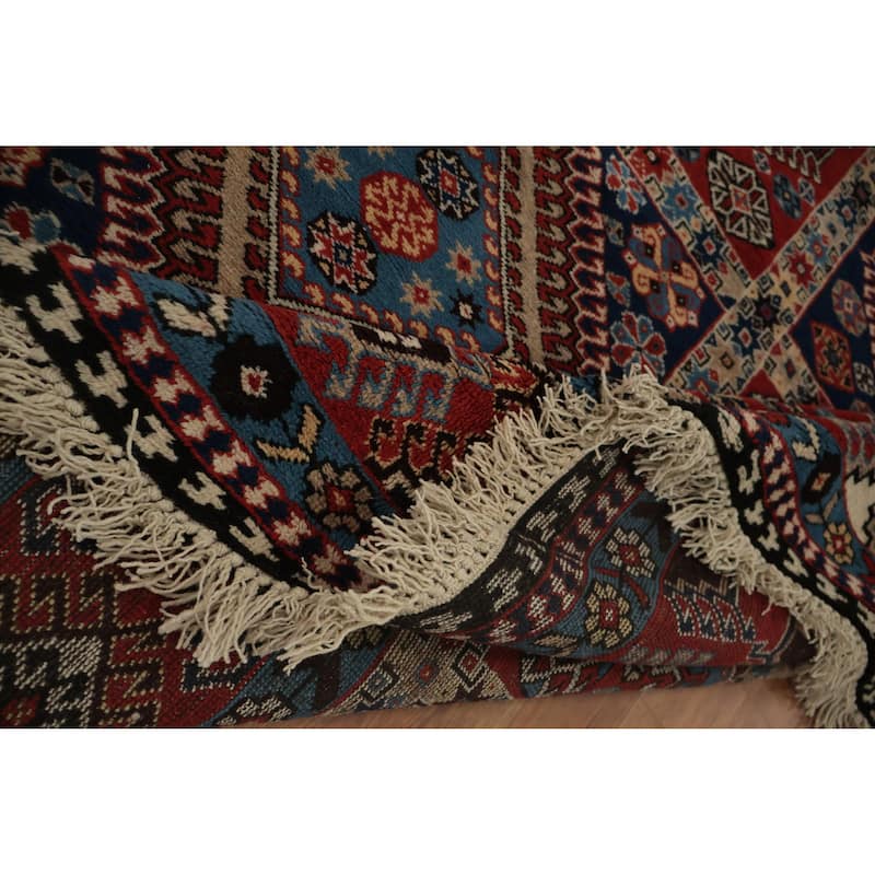 Hand Knotted Oriental 100% Wool Carpet Traditional Geometric Oranges & Rust Yalameh Area Rug - 11' 9'' X 8' 5''